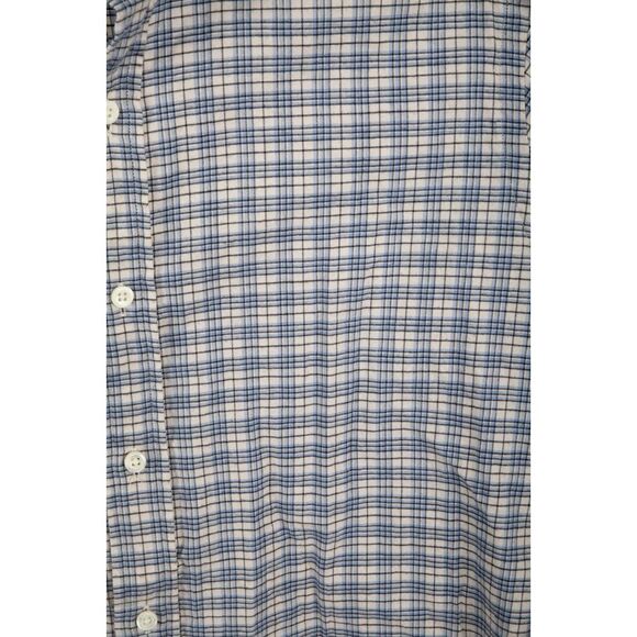 Polo Ralph Lauren Shirt Men Large White Blue Plaid Custom Fit Flannel - Picture 2 of 9